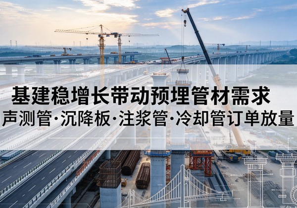 张家口基建稳增长带动预埋监测管材需求，声测管、沉降板、注浆管订单持续放量